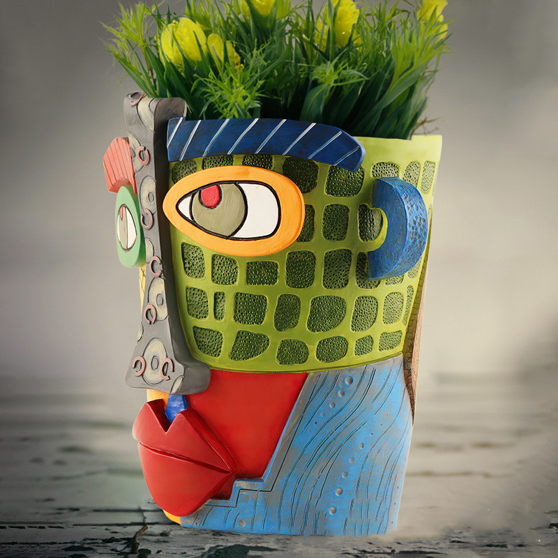 Colorful Face Flower Pot – Creative Decoration for Home and Garden