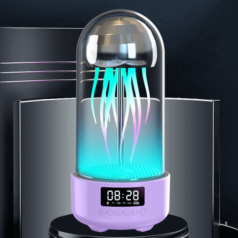 Creative 3in1 Colorful Jellyfish Lamp with Clock Luminous Portable Stereo Breathing Light Smart Decoration Bluetooth Speaker