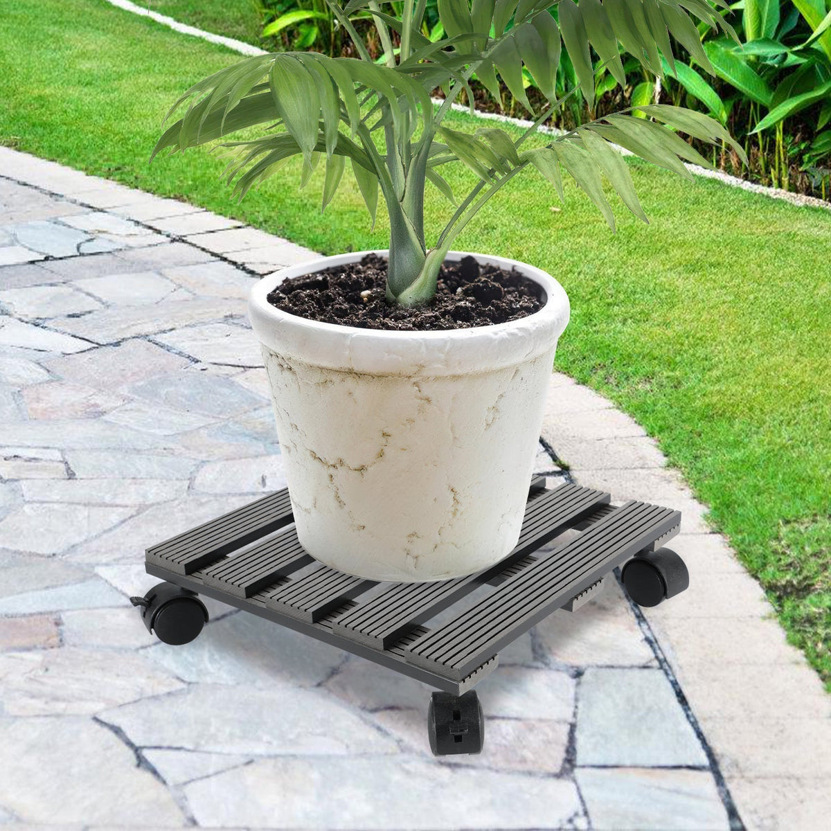 WPC Plant Roller Square with Wheels Load Capacity 80 kg