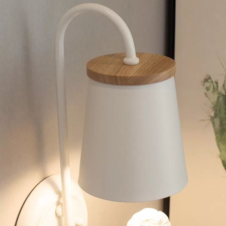 White Little Angel Wall Lamp with Bucket Shade 1 Head Metal Wall Lamp for the Living Room