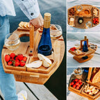 Compact picnic table with wooden bottle holder