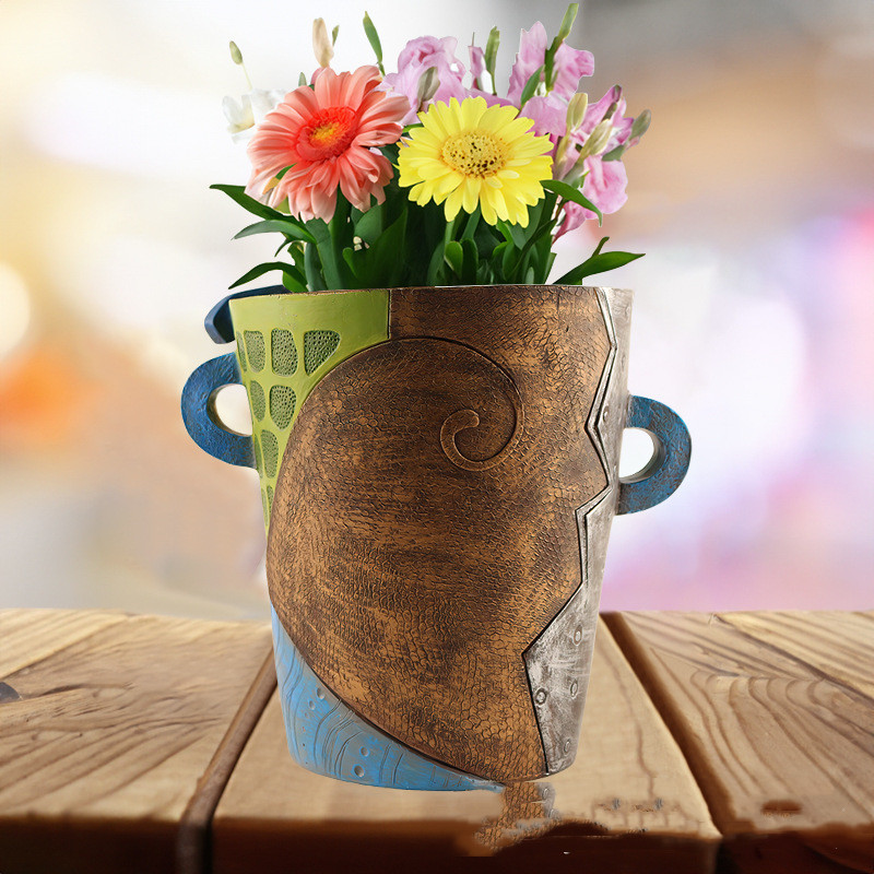 Colorful Face Flower Pot – Creative Decoration for Home and Garden