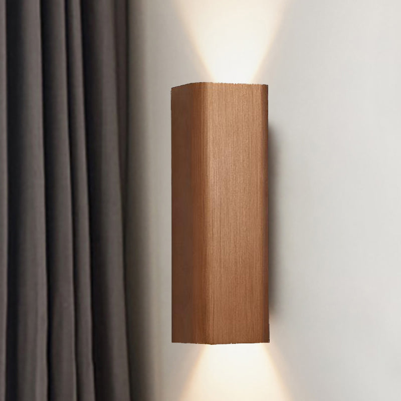 Modern Cube-shaped Wall Lamp Metal Living Room LED Up and Down Wall Lamp in Bronze/yellow/brown