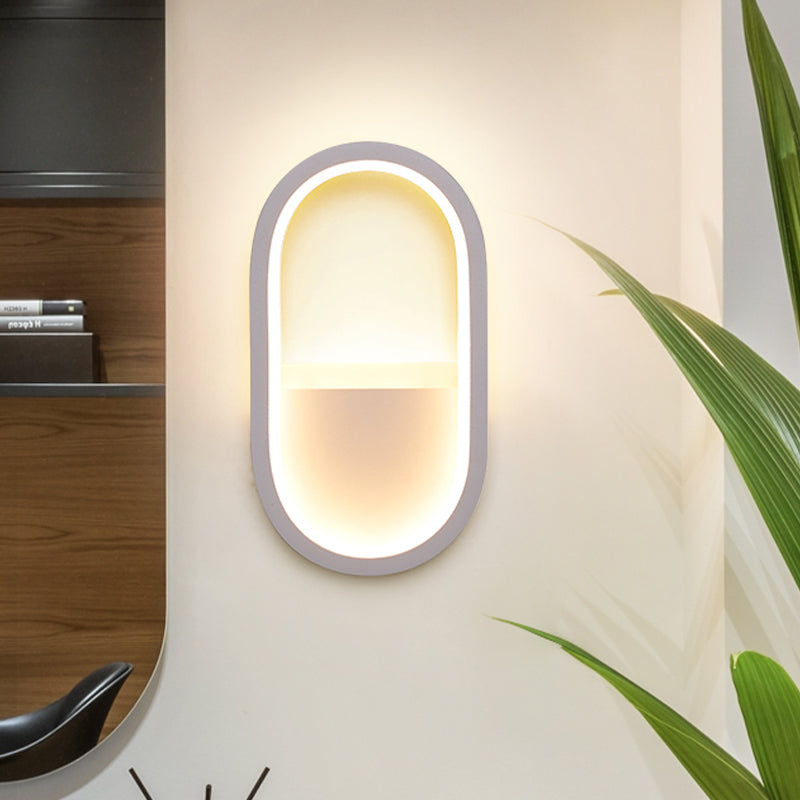 Oval wall lamp Contemporary Acrylic Black/White LED wall lamp in Warm/White light
