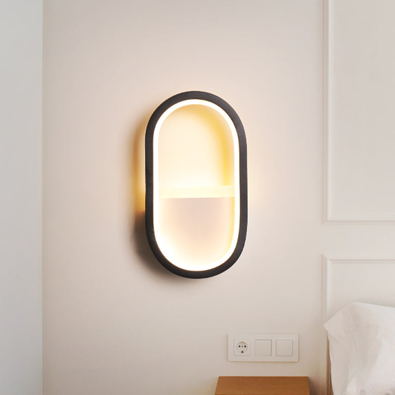 Oval wall lamp Contemporary Acrylic Black/White LED wall lamp in Warm/White light