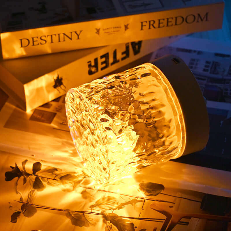 Crystal lamp water wave projector night light decoration home bedroom aesthetic atmosphere holiday gift sunset lights home decoration