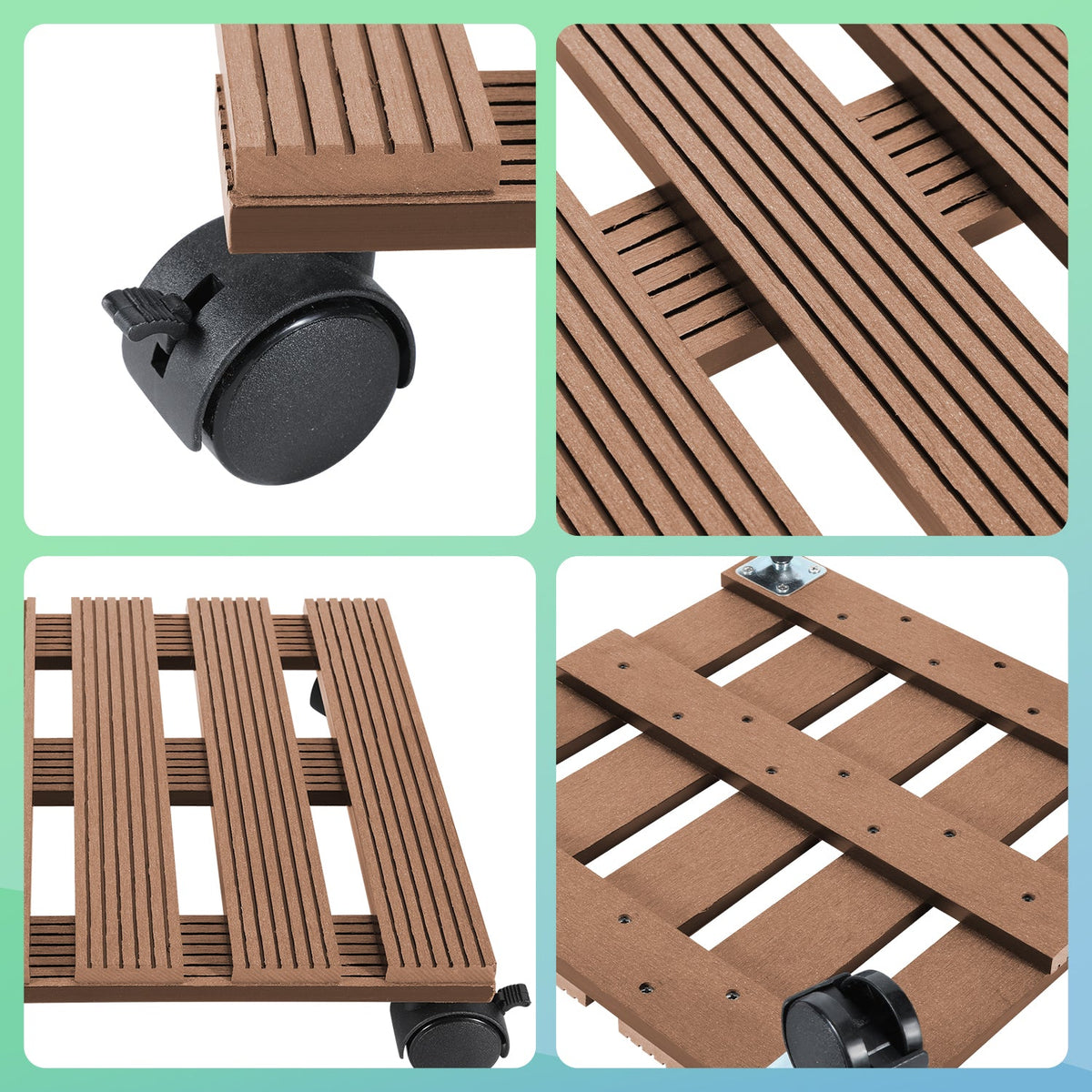 WPC Plant Roller Square with Wheels Load Capacity 80 kg