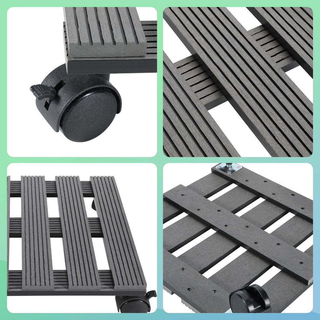 WPC Plant Roller Square with Wheels Load Capacity 80 kg