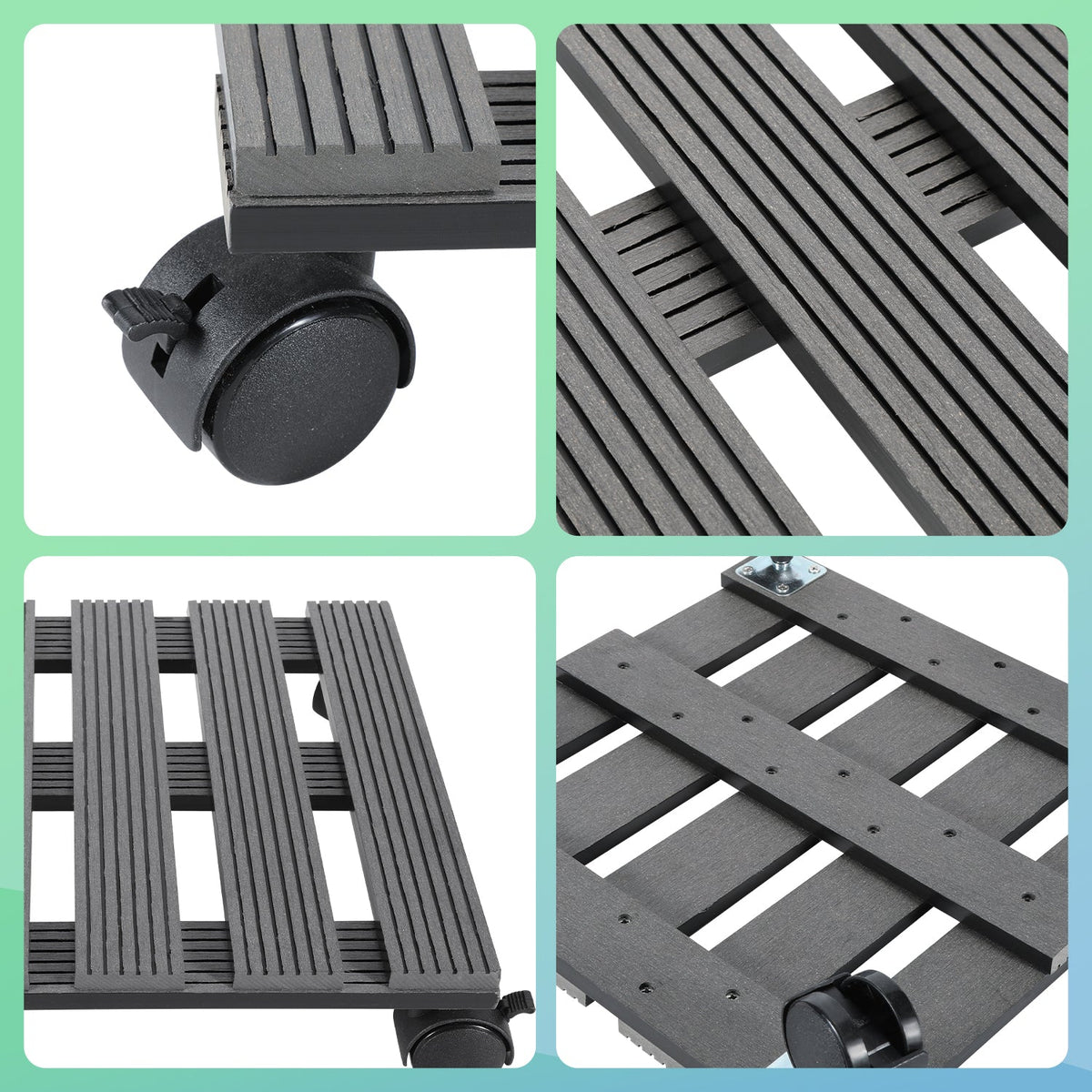 WPC Plant Roller Square with Wheels Load Capacity 80 kg
