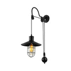 Black Einlicht wall lamp Industrial clear glass cage lighting fixture with adjustable pulley