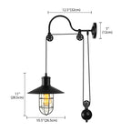 Black Einlicht wall lamp Industrial clear glass cage lighting fixture with adjustable pulley