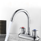 2-Handle Brass Bathroom Faucet Modern High Arc Center Tap