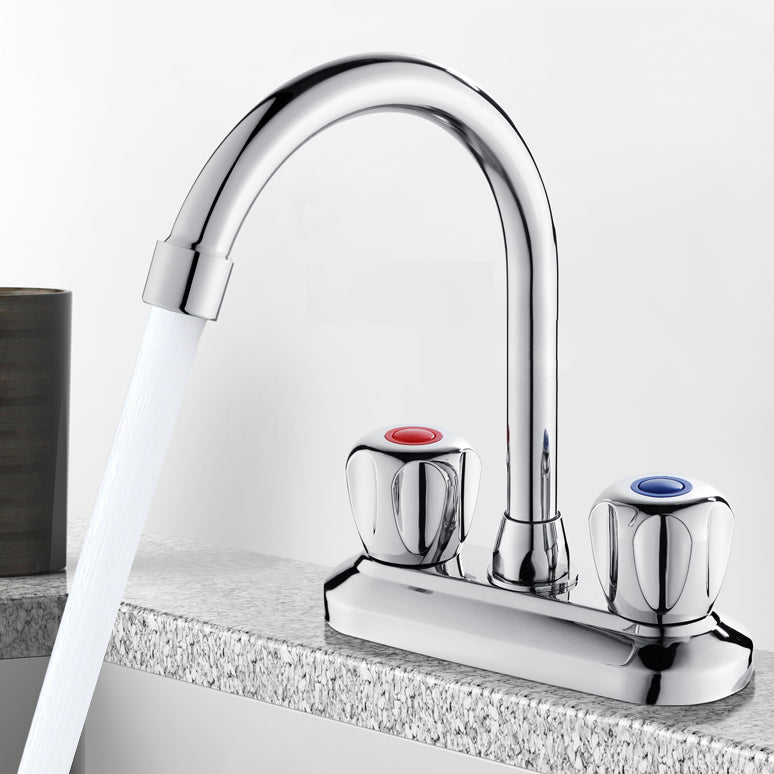 2-Handle Brass Bathroom Faucet Modern High Arc Center Tap