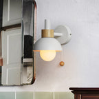 Macaron Dome Wall Lamp 1-Light Wall Lamp with Metal Shade and Pull Cord in White/Pink/Green