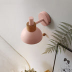 Macaron Dome Wall Lamp 1-Light Wall Lamp with Metal Shade and Pull Cord in White/Pink/Green