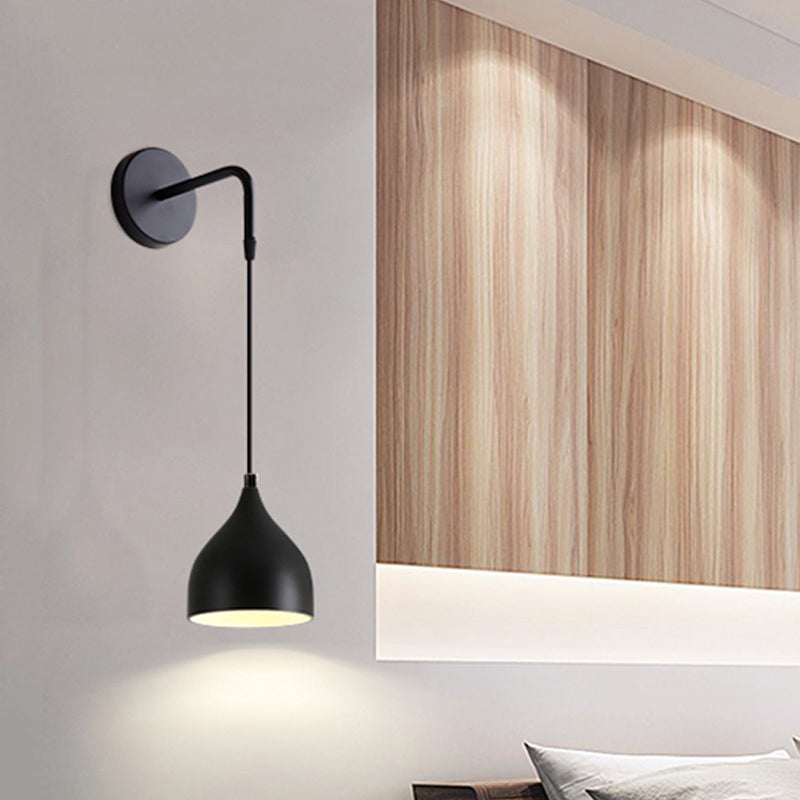 White/Black Finish Urn Shape Wall Mount Light Modern 1 Light Iron Wall Pendant Light for Nightstand