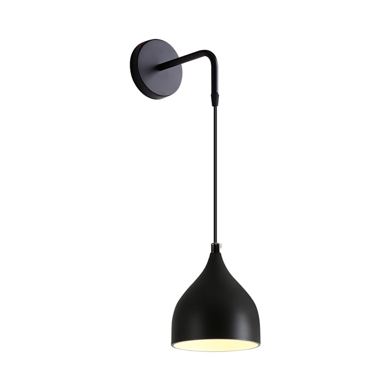 White/Black Finish Urn Shape Wall Mount Light Modern 1 Light Iron Wall Pendant Light for Nightstand