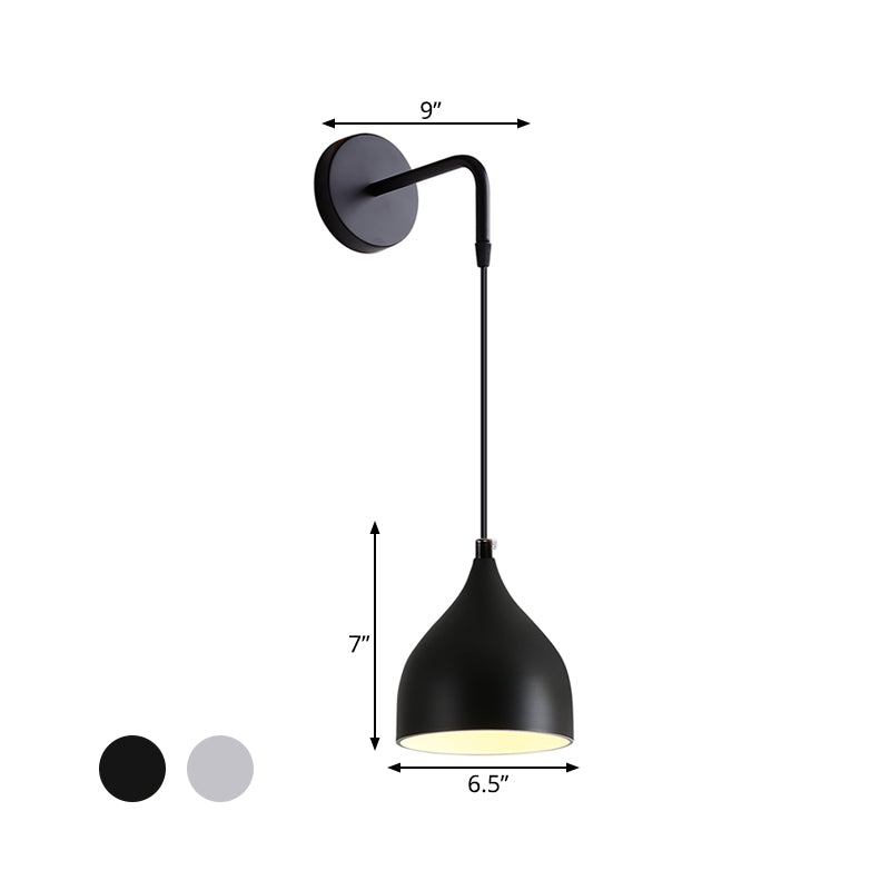 White/Black Finish Urn Shape Wall Mount Light Modern 1 Light Iron Wall Pendant Light for Nightstand