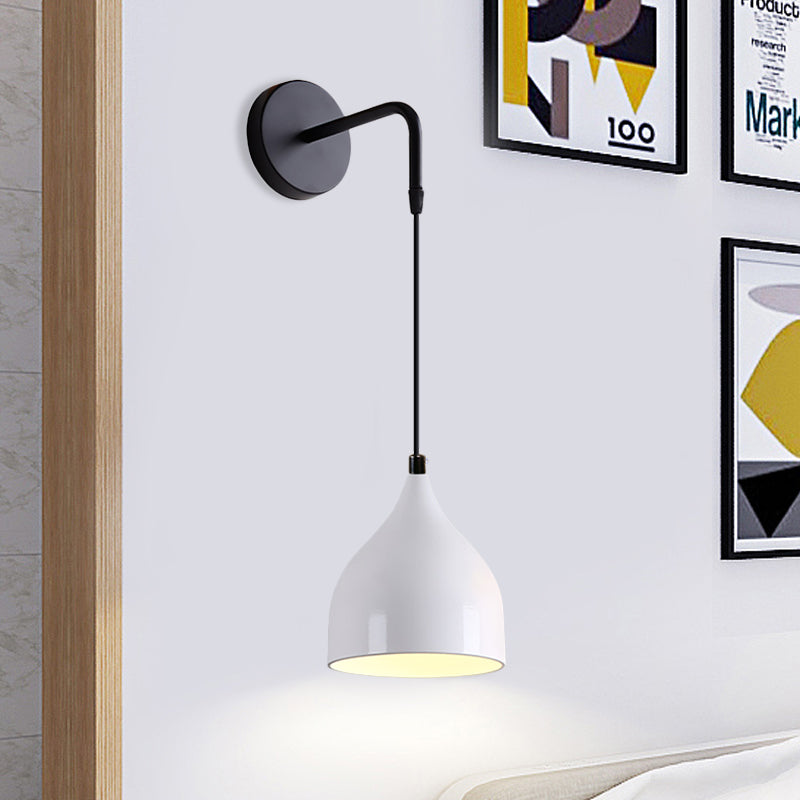 White/Black Finish Urn Shape Wall Mount Light Modern 1 Light Iron Wall Pendant Light for Nightstand