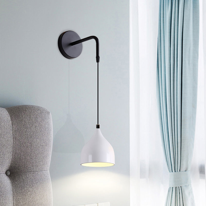 White/Black Finish Urn Shape Wall Mount Light Modern 1 Light Iron Wall Pendant Light for Nightstand