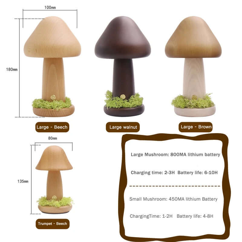 Twisted Mushroom Night Warm Light Touch Bedroom Headboard Night Lamp Beech Wood LED USB Decorative Mood Lights Home Decoration