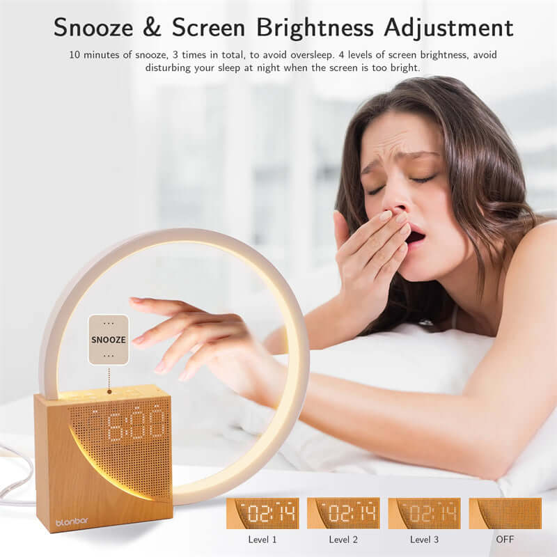 Nightstand lamp Touch table lamp with natural sounds, desk lamp with alarm clock, touch control 3 brightness levels home decor