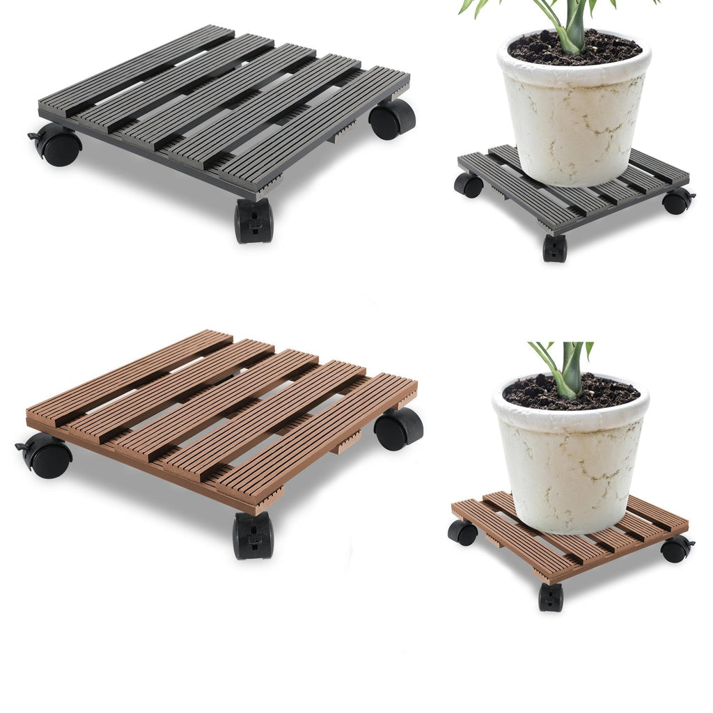 WPC Plant Roller Square with Wheels Load Capacity 80 kg