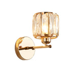 Faceted cut crystal gold wall lamp cylinder 1 head simplicity wall lamps light