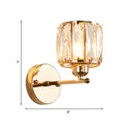 Faceted cut crystal gold wall lamp cylinder 1 head simplicity wall lamps light