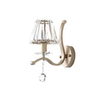 Crystal Prism Antique Gold Wall Lamp Conical 1 Head Minimalist Wall Mount Light Fixture