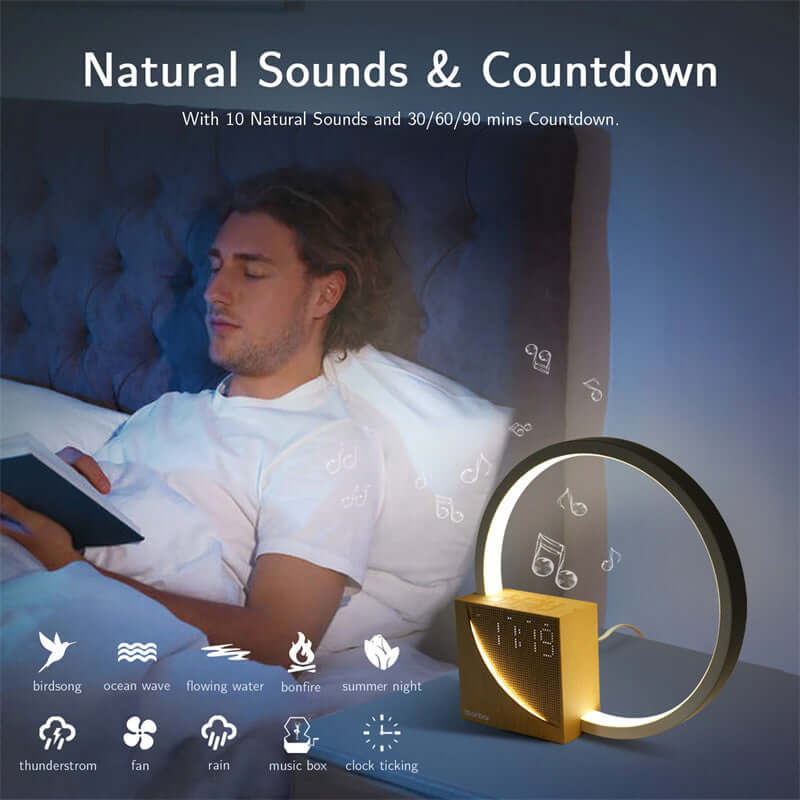 Nightstand lamp Touch table lamp with natural sounds, desk lamp with alarm clock, touch control 3 brightness levels home decor