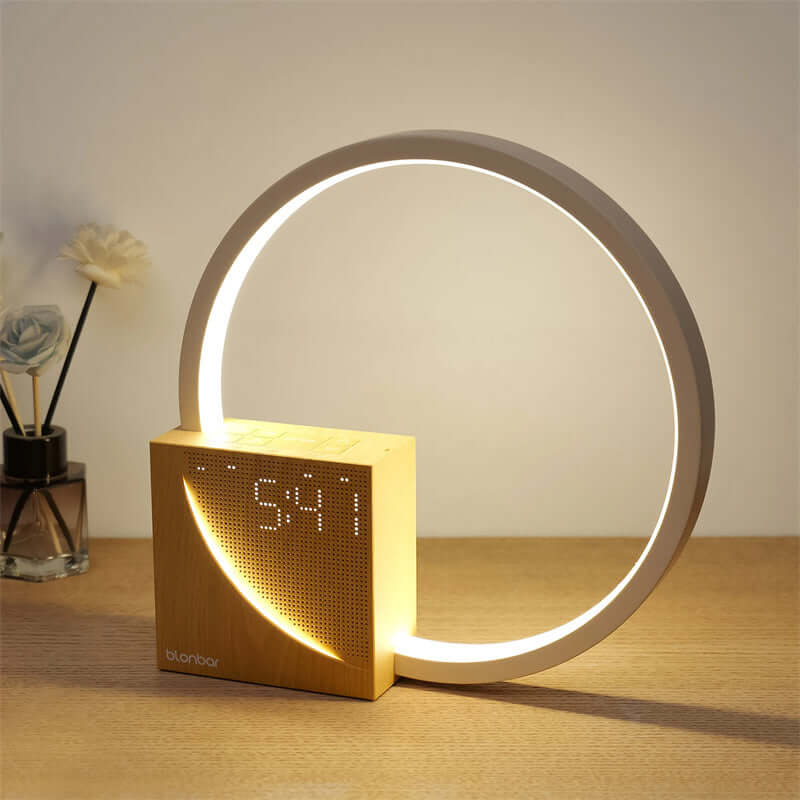 Nightstand lamp Touch table lamp with natural sounds, desk lamp with alarm clock, touch control 3 brightness levels home decor