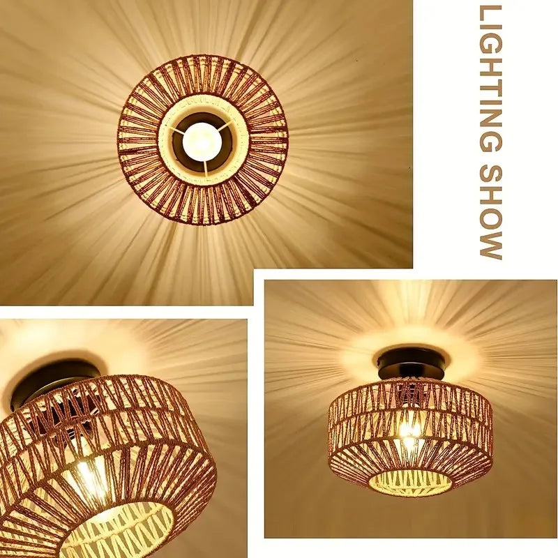 Classic Bamboo-Luster-Chandelier - Handmade Rat-Pendant Lamp for Living and Bedroom Decoration