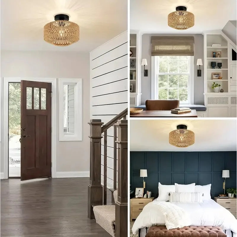 Classic Bamboo-Luster-Chandelier - Handmade Rat-Pendant Lamp for Living and Bedroom Decoration