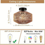 Classic Bamboo-Luster-Chandelier - Handmade Rat-Pendant Lamp for Living and Bedroom Decoration