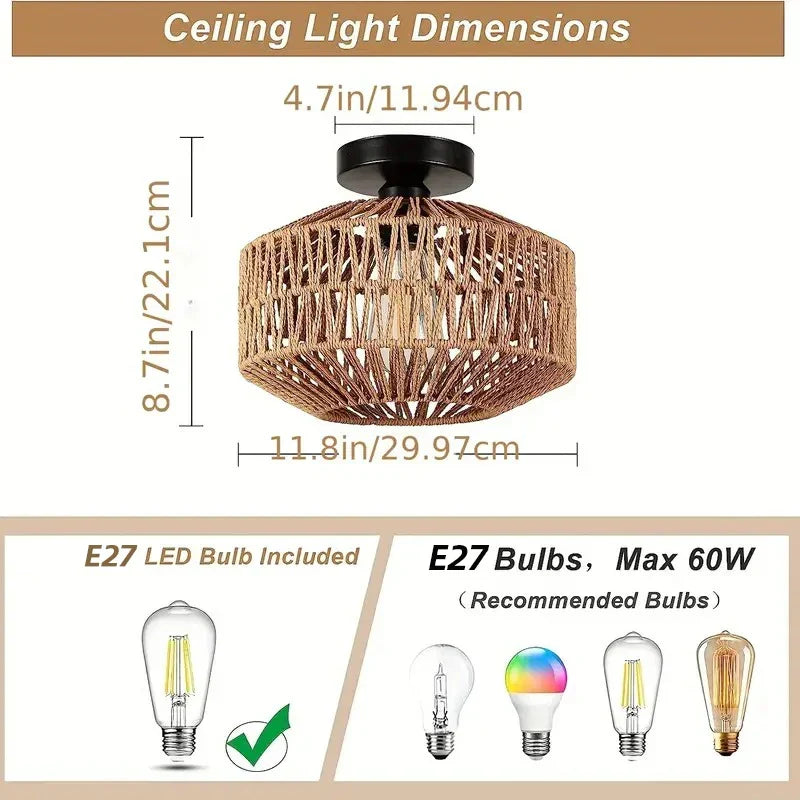 Classic Bamboo-Luster-Chandelier - Handmade Rat-Pendant Lamp for Living and Bedroom Decoration