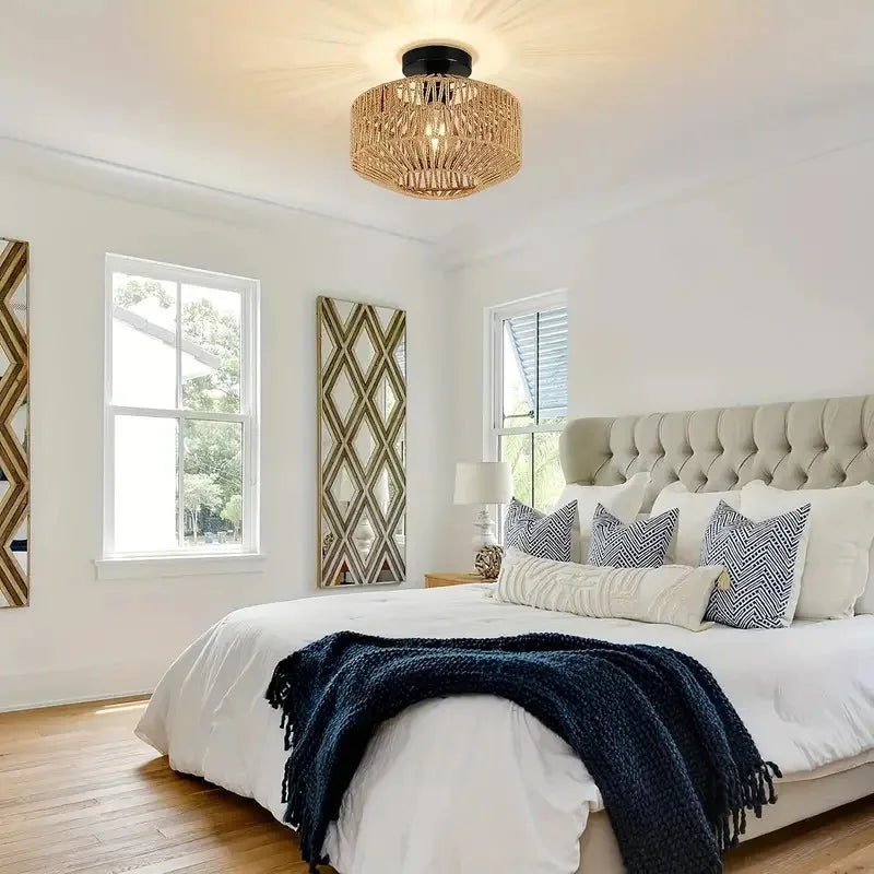Classic Bamboo-Luster-Chandelier - Handmade Rat-Pendant Lamp for Living and Bedroom Decoration