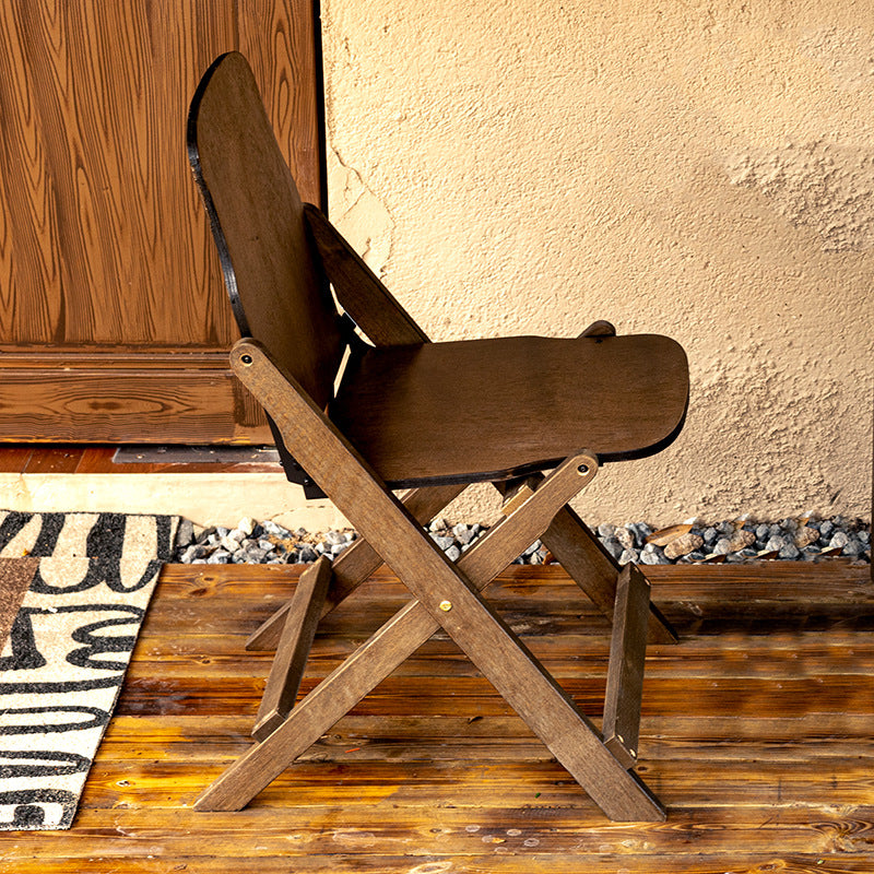 Contemporary Retro Solid Wood Plywood & Iron Round Square Coffee Table and Chair Set for Balcony & Living Room