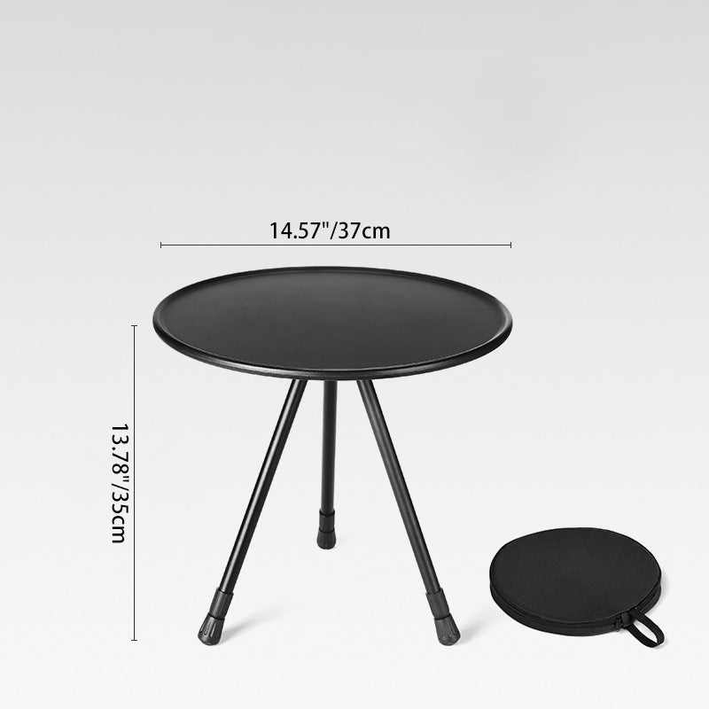 Modern Simplicity Aluminum Alloy Abs Round Foldable Outdoor Coffee Table 1-Tray Pocket Lamp Holder for Outdoor