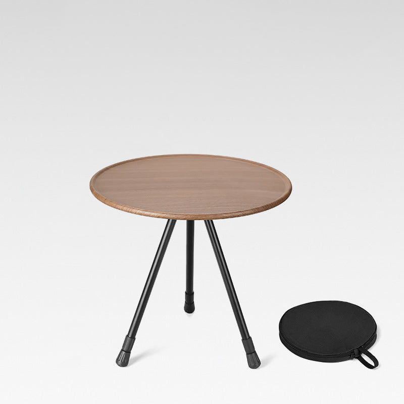 Modern Simplicity Aluminum Alloy Abs Round Foldable Outdoor Coffee Table 1-Tray Pocket Lamp Holder for Outdoor