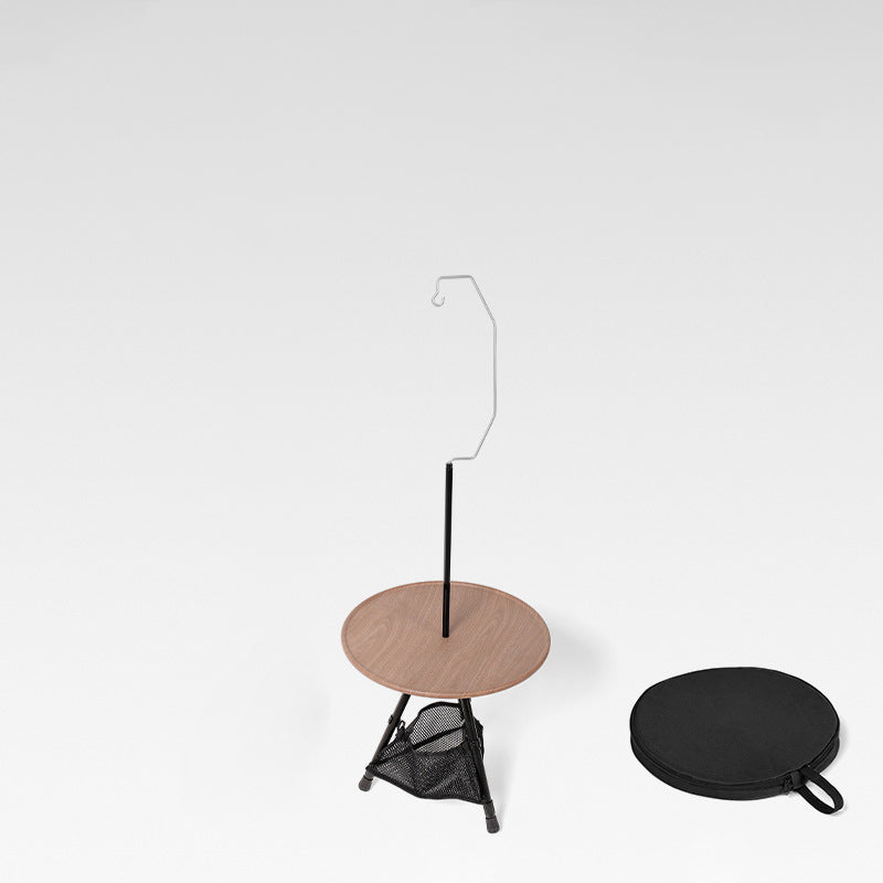 Modern Simplicity Aluminum Alloy Abs Round Foldable Outdoor Coffee Table 1-Tray Pocket Lamp Holder for Outdoor