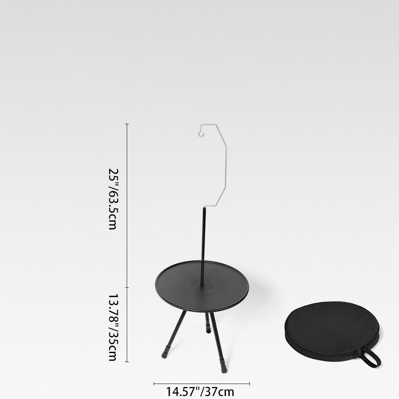 Modern Simplicity Aluminum Alloy Abs Round Foldable Outdoor Coffee Table 1-Tray Pocket Lamp Holder for Outdoor