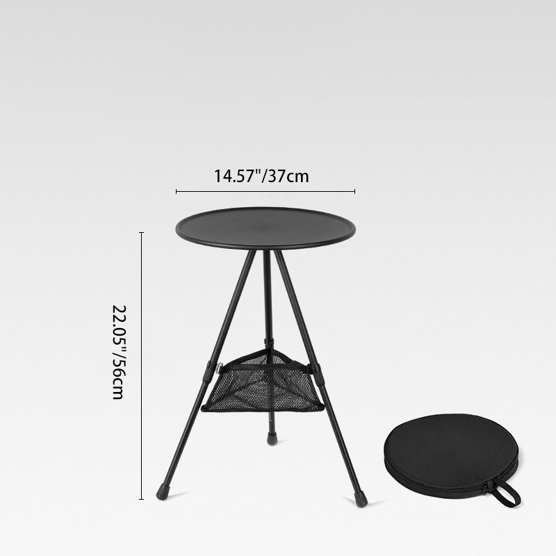 Modern Simplicity Aluminum Alloy Abs Round Foldable Outdoor Coffee Table 1-Tray Pocket Lamp Holder for Outdoor