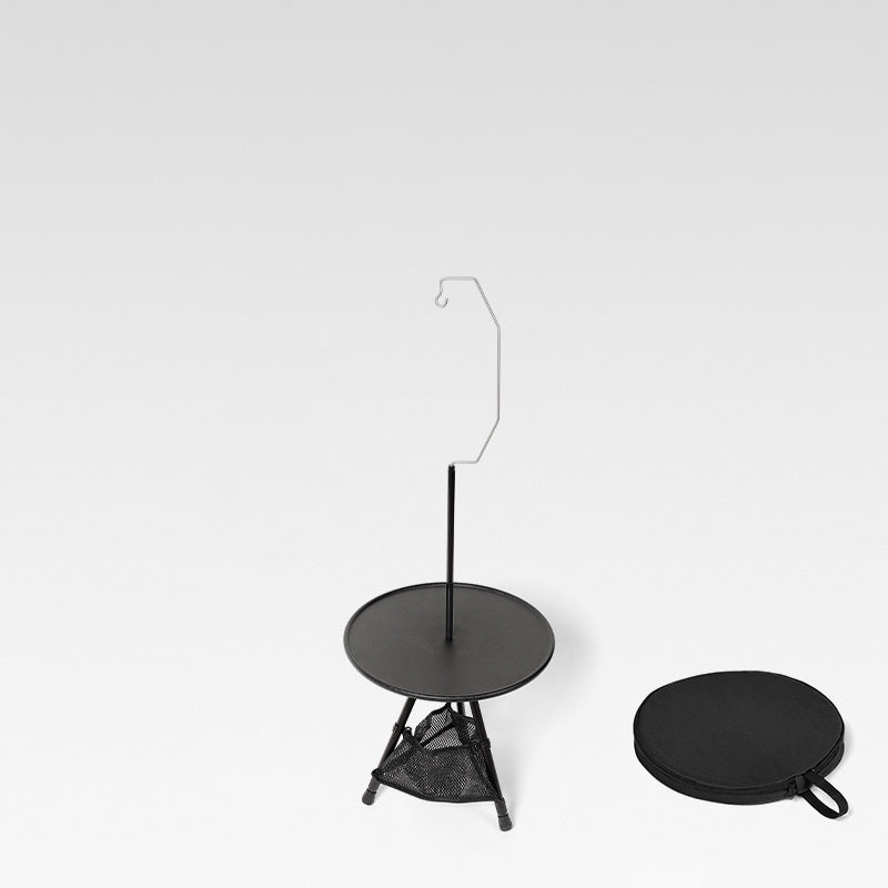 Modern Simplicity Aluminum Alloy Abs Round Foldable Outdoor Coffee Table 1-Tray Pocket Lamp Holder for Outdoor