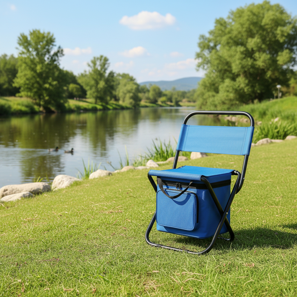 Contemporary Industrial Rectangular Oxford Fabric Steel Pipe Foldable Camping Chair Backrest Armless For Garden & Outdoor Patio