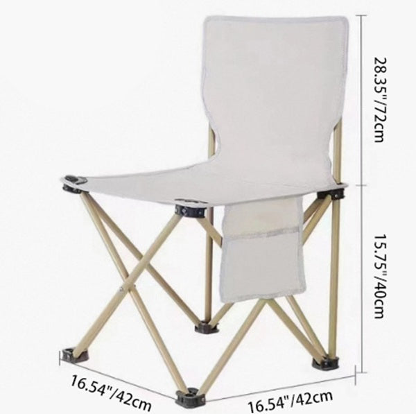 Contemporary Scandinavian Oxford Fabric Steel X-Shaped Folding Outdoor Chair with Backrest for Camping & Beach