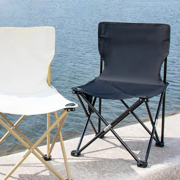 Contemporary Scandinavian Oxford Fabric Steel X-Shaped Folding Outdoor Chair with Backrest for Camping & Beach