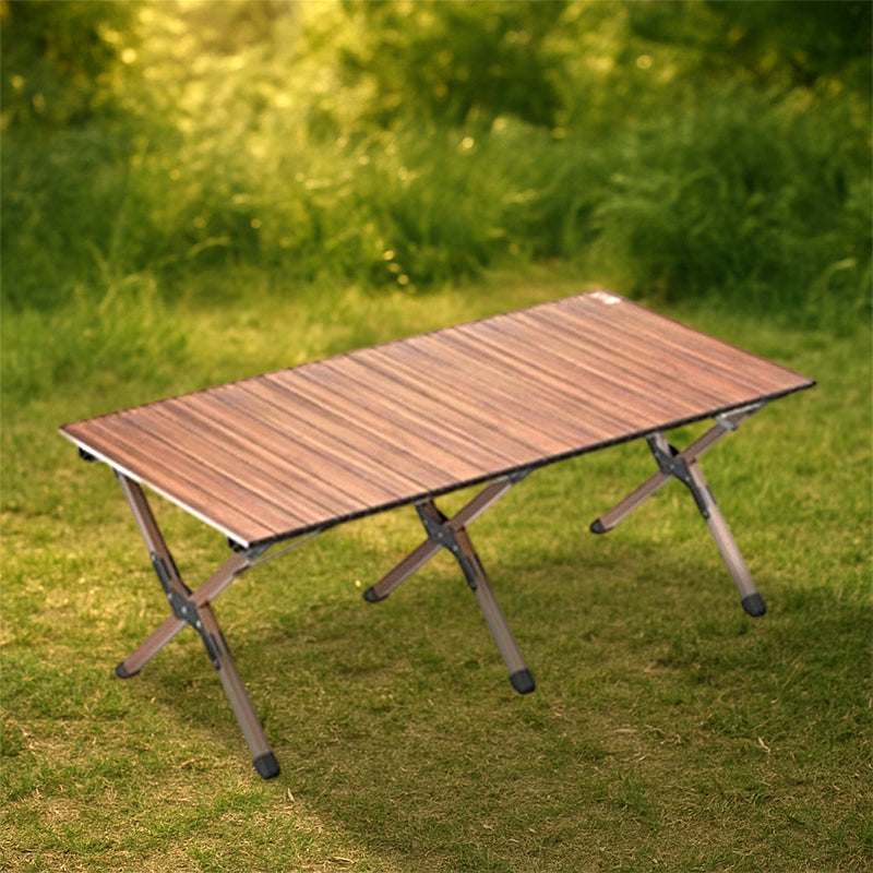 Modern Minimalist Rectangle Carbon Steel Outdoor Foldable Camping Coffee Table 1-Tier for Garden