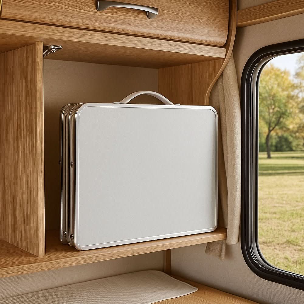 Folding Outdoor Table with Aluminium Frame & Suitcase Design