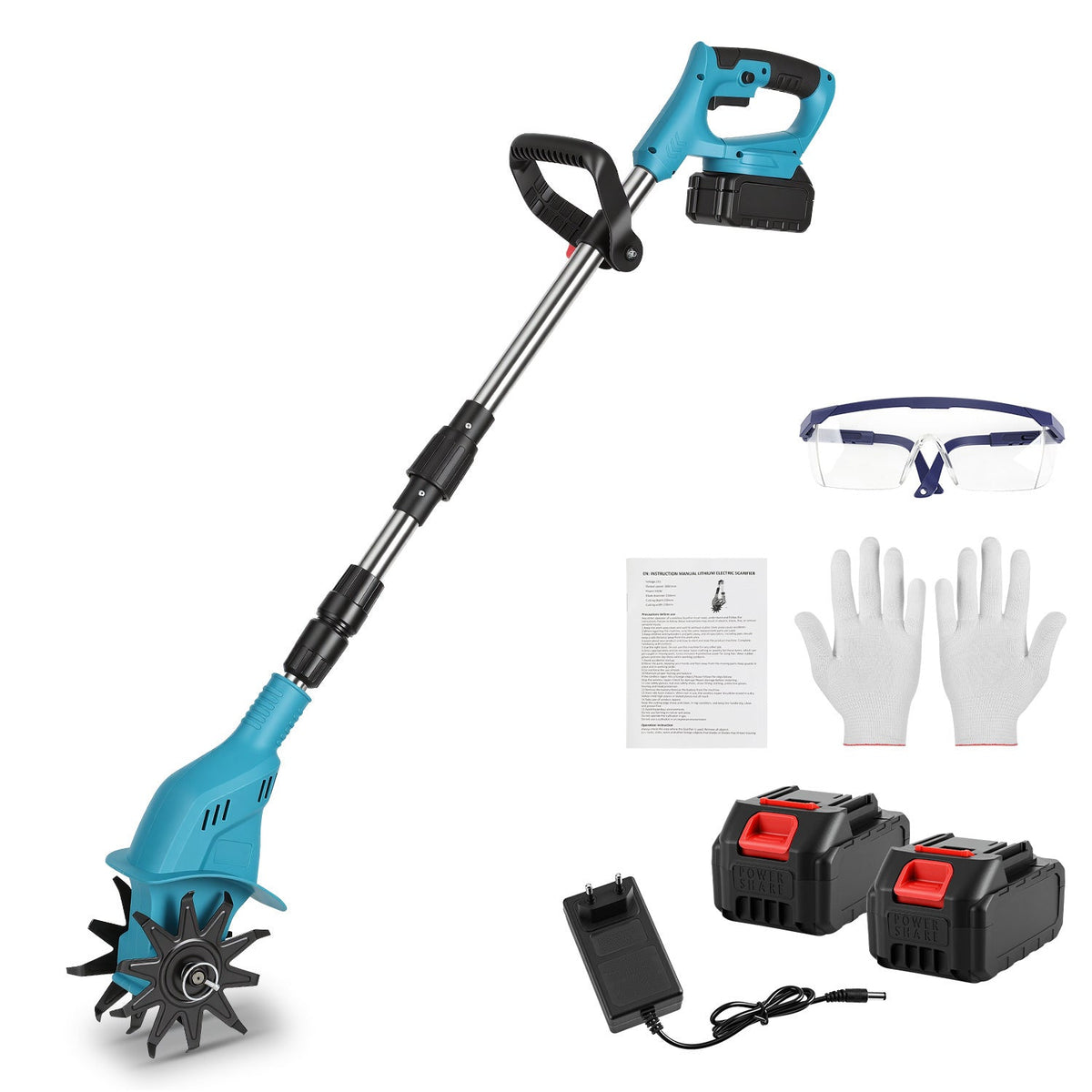 550W Battery Garden Cultivator with 2 Batteries Portable